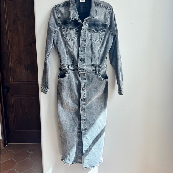 Wash Lab Denim Midi Dress Model Off Duty Clean Grunge Minimal Street Chic L - Picture 3 of 7